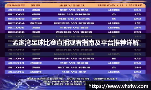 孟家湾足球比赛直播观看指南及平台推荐详解