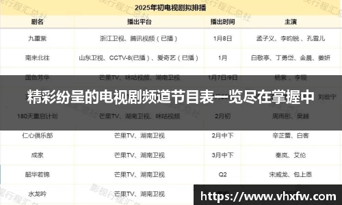 精彩纷呈的电视剧频道节目表一览尽在掌握中