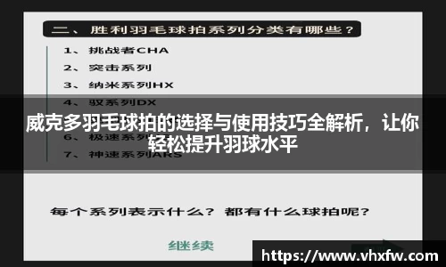 威克多羽毛球拍的选择与使用技巧全解析，让你轻松提升羽球水平